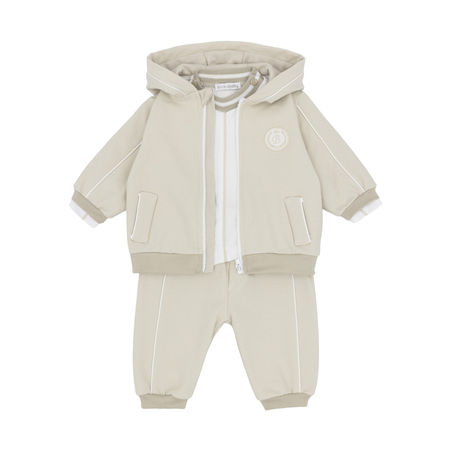 Blues Baby Boys Beige 3 Piece Track Suit BB3242A - front
