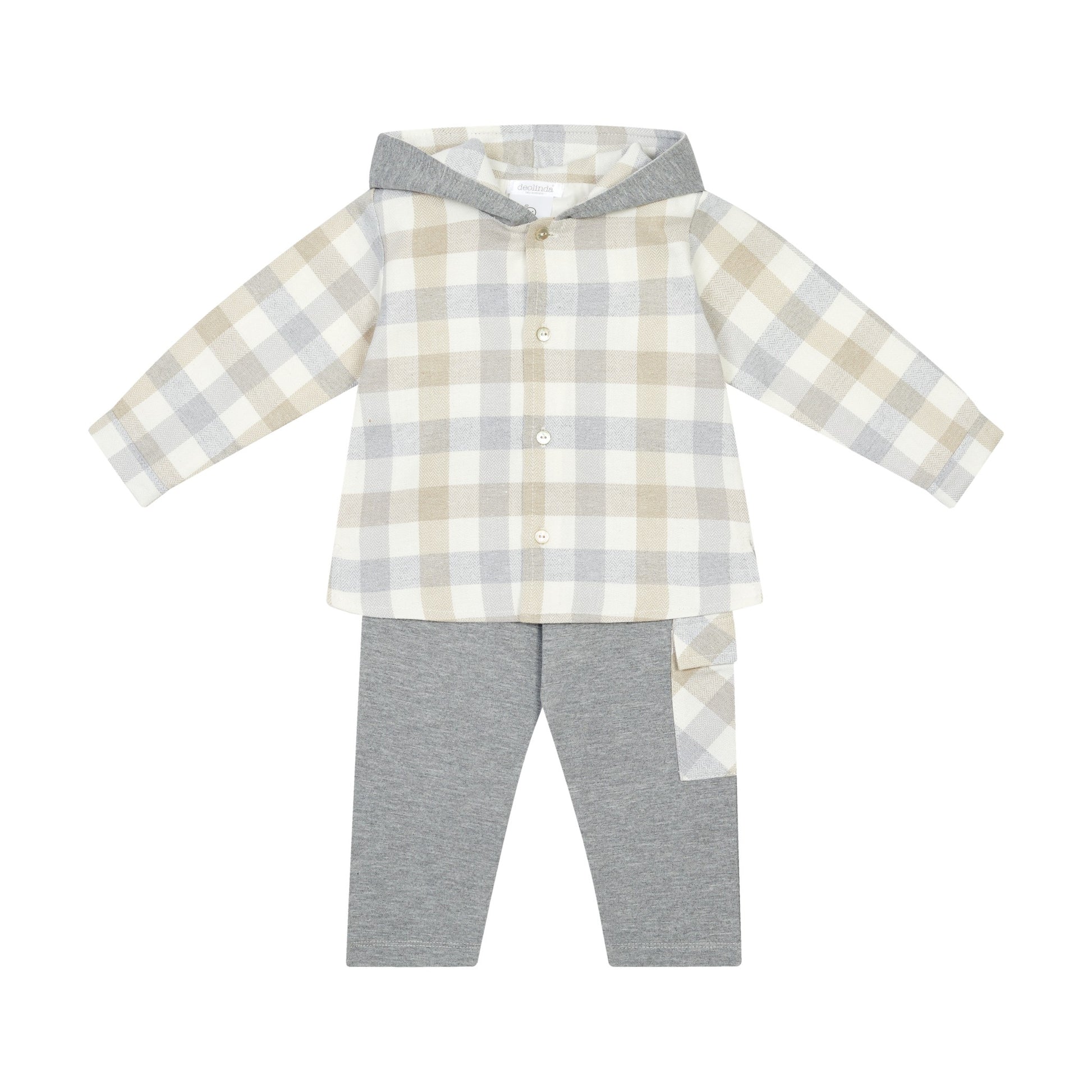 Deolinda Boys Kansas 2 Piece Set Beige/Grey DBI26601 – front view