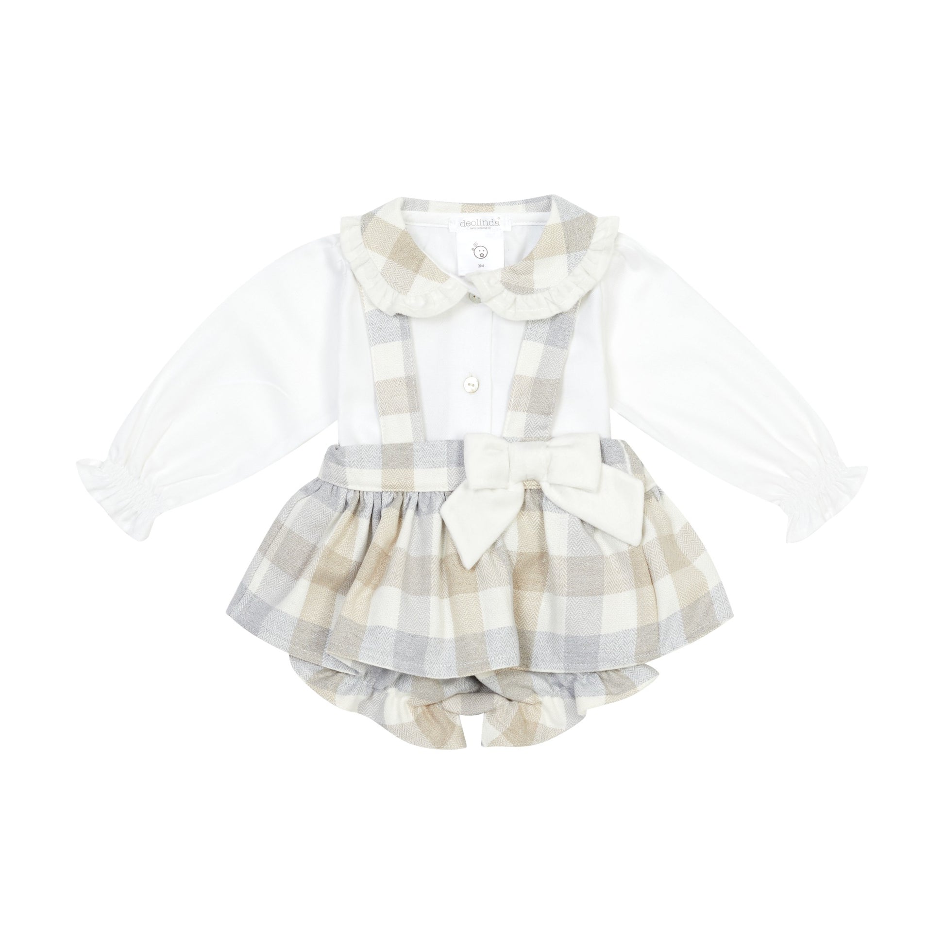 Deolinda Girls Kansas Bloomers Set Beige/Off White DBI26603 – front view