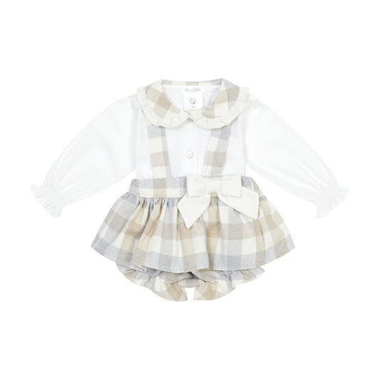 Deolinda Girls Kansas Bloomers Set Beige/Off White DBI26603 – front view