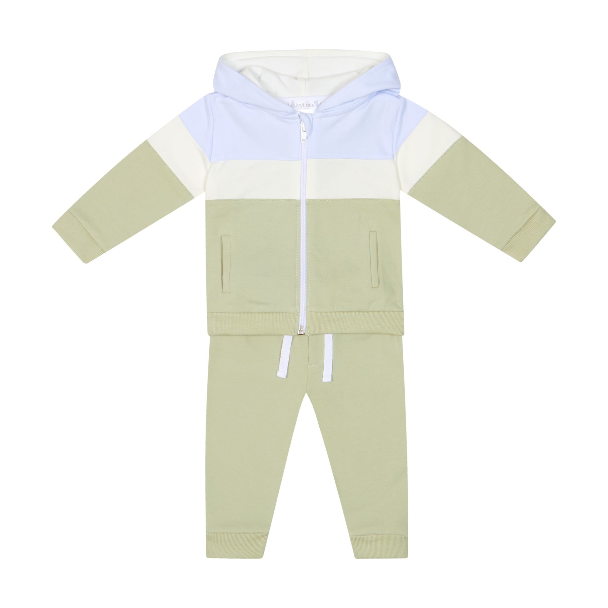 Deolinda Boys Toffee Tracksuit Sky Blue/Sage DBI26718 – front view
