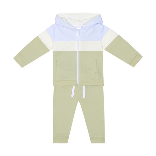 Deolinda Boys Toffee Tracksuit Sky Blue/Sage DBI26718 – front view