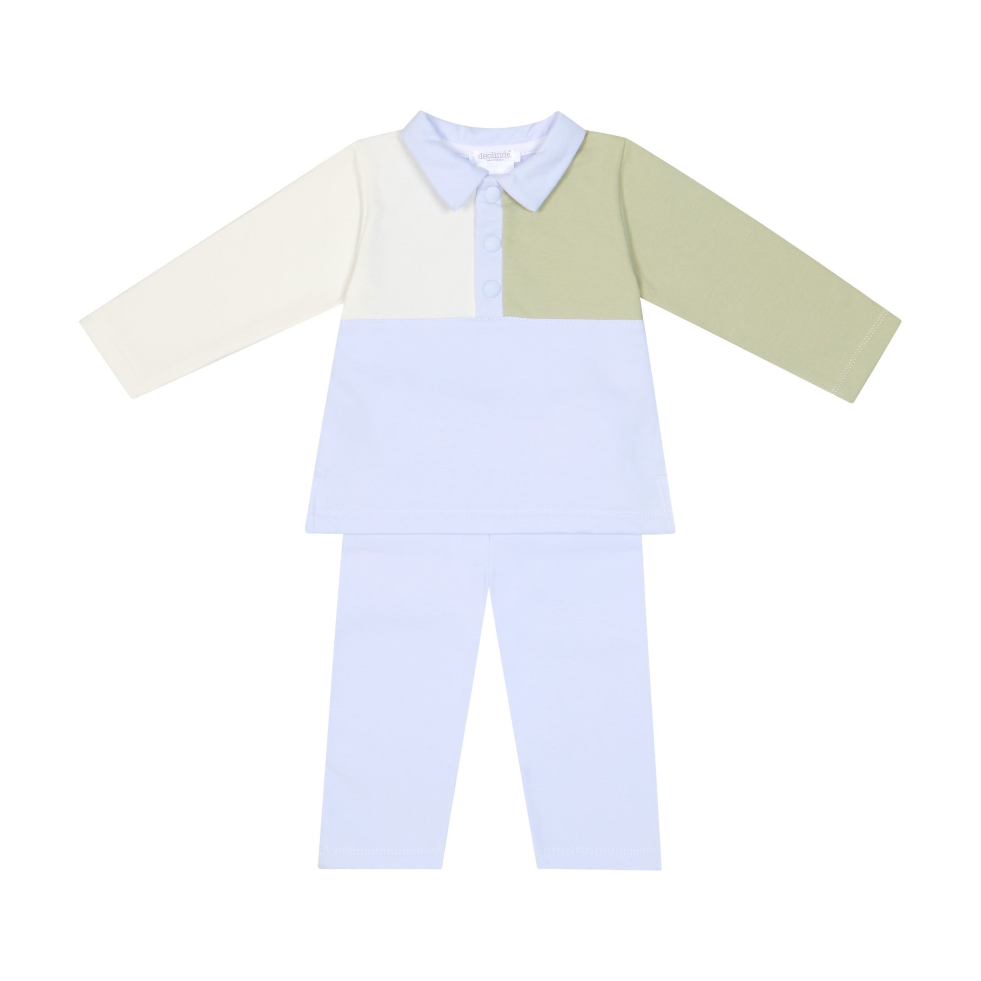 Deolinda Boys Toffee Tracksuit Sky Blue/Sage DBI26719 – front view