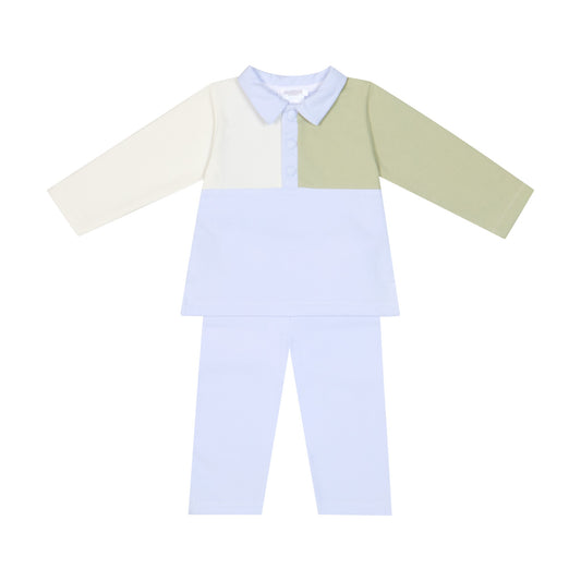 Deolinda Boys Toffee Tracksuit Sky Blue/Sage DBI26719 – front view