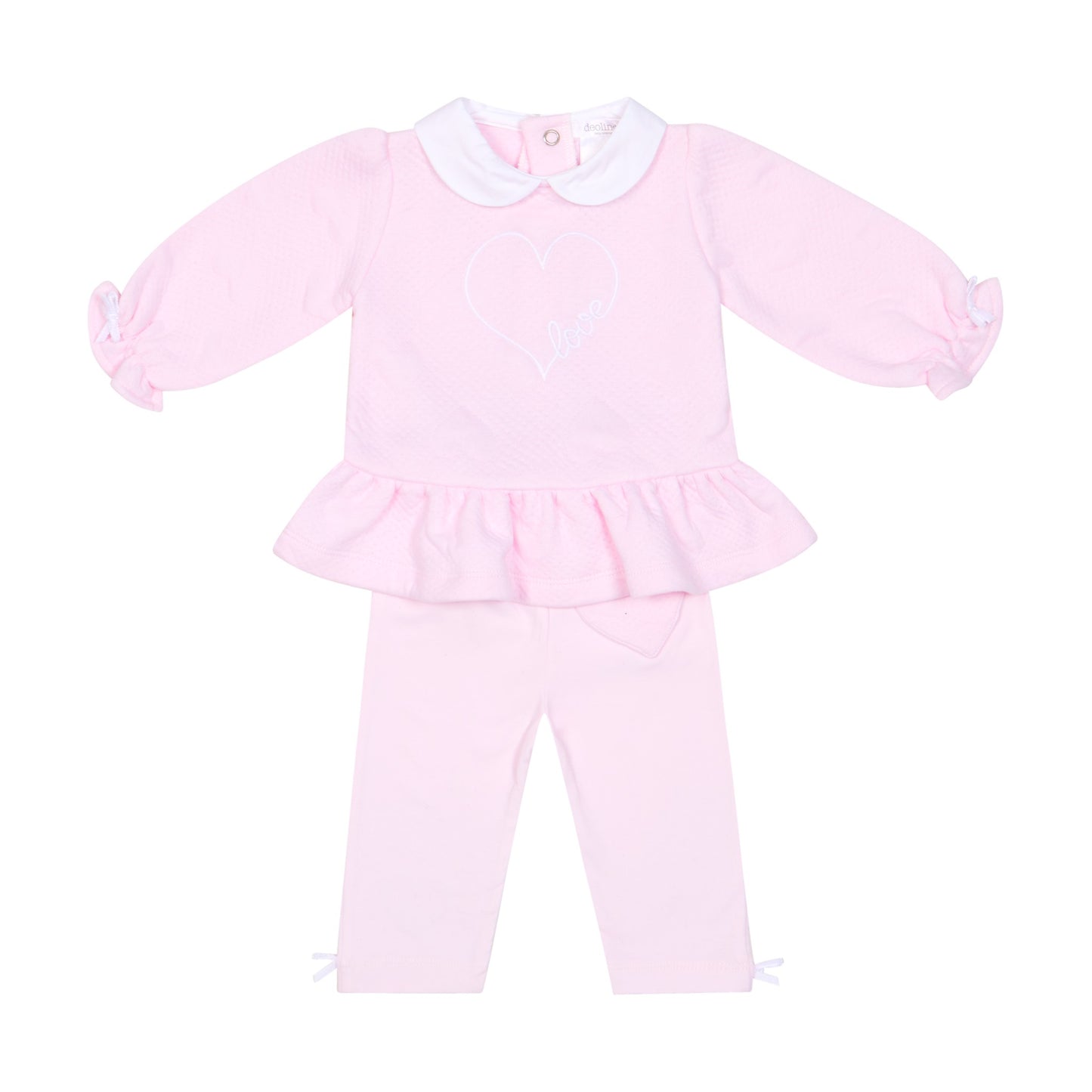 Deolinda Girls Lovely Legging Set Baby Pink DBI26730 – front view