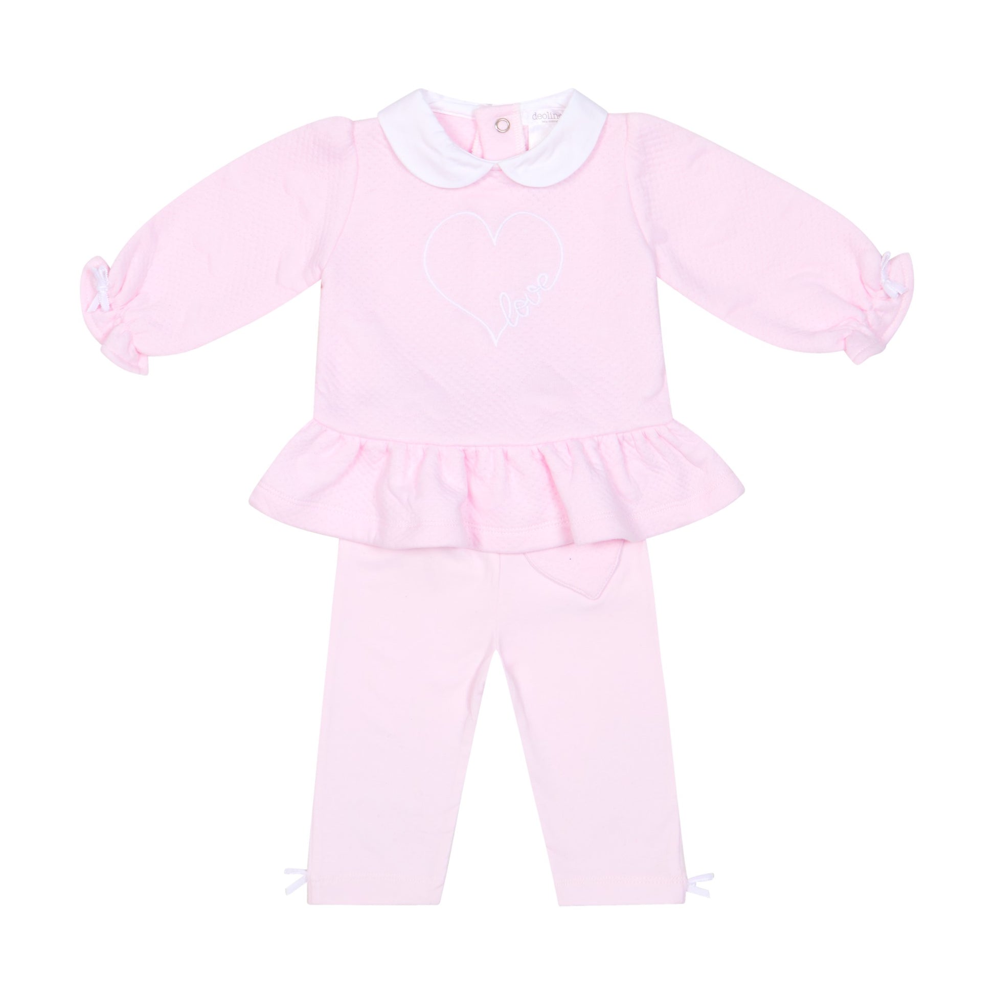 Deolinda Girls Lovely Legging Set Baby Pink DBI26730 – front view