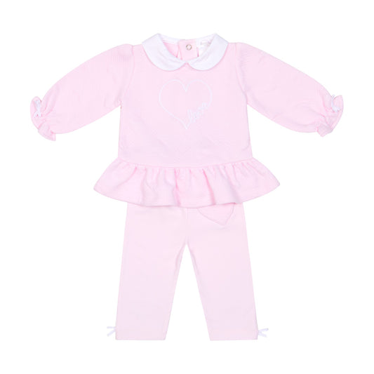 Deolinda Girls Lovely Legging Set Baby Pink DBI26730 – front view