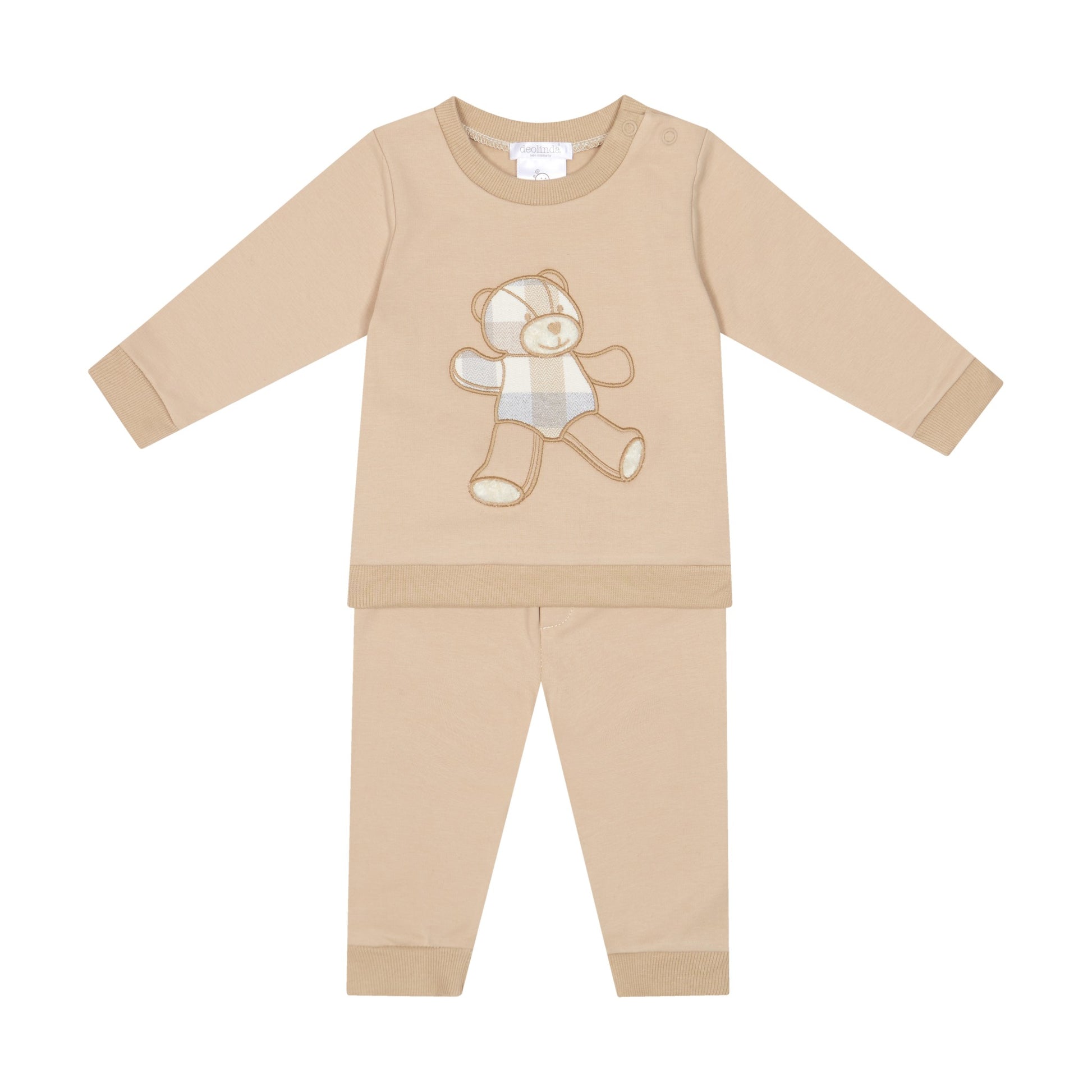 Deolinda Boys Kansas Tracksuit Beige DBI26903 – front view