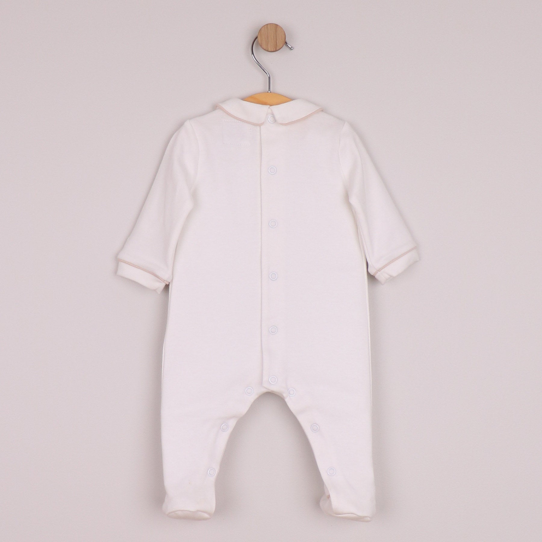 Emile et Rose Boys Lenny Twin Pack All In One In Stone & White with Pleats & Nursery Embroidered Stone/White 2645ST – back