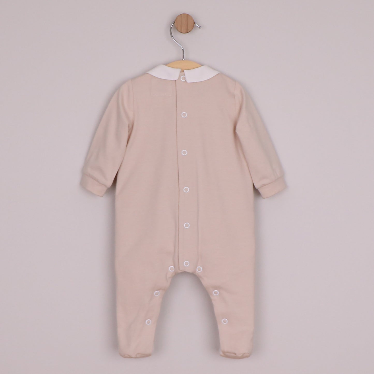 Emile et Rose Boys Miles Interlock All In One, Pleated Mock Front Opening & Bear Embroidered Stone 2658ST – back