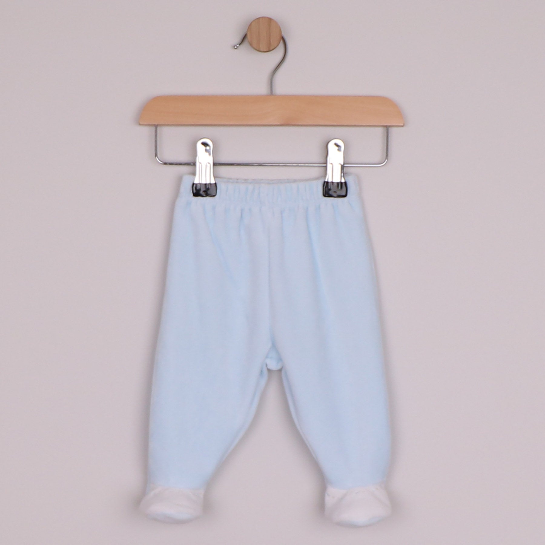 Emile et Rose Boys Mason Velour 2 Piece with Embroidered Trim, Pocket & Leggings with Feet Pale Blue 6519PB – additional d