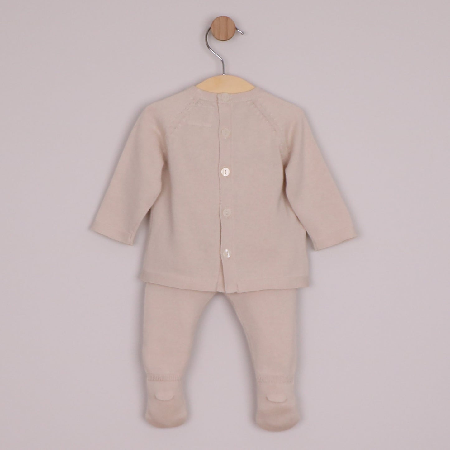 Emile et Rose Boys Marco Knit 2 Piece, Teddy Motif Top, Leggings with Feet & Hat Stone 6520ST – back