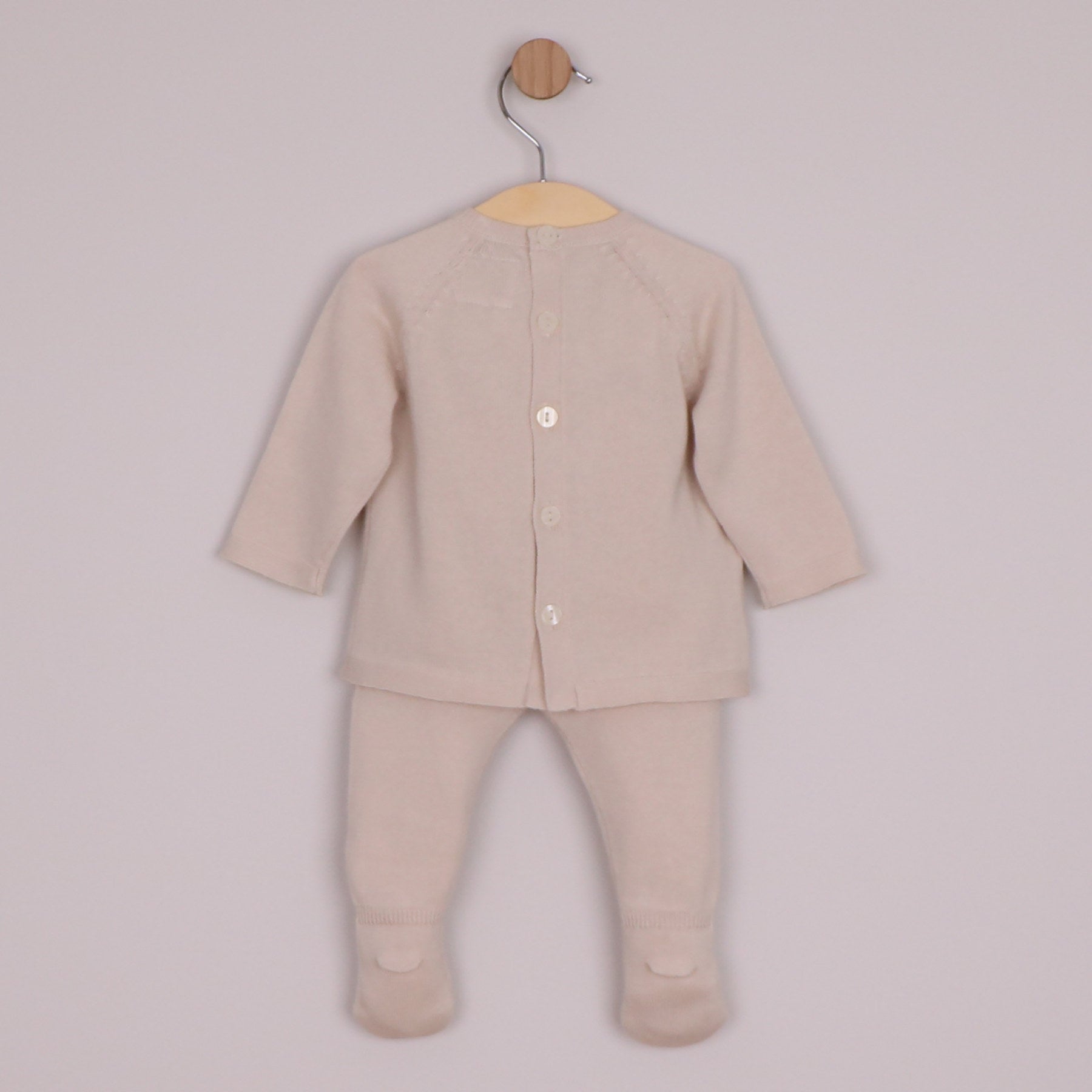 Emile et Rose Boys Marco Knit 2 Piece, Teddy Motif Top, Leggings with Feet & Hat Stone 6520ST – back