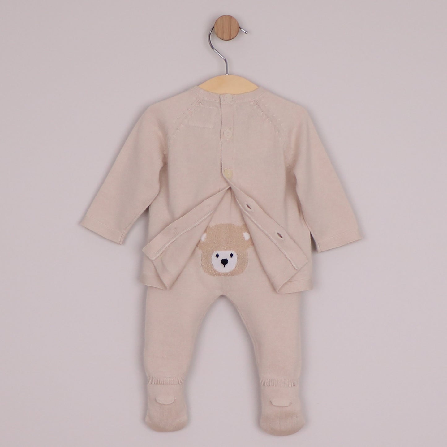 Emile et Rose Boys Marco Knit 2 Piece, Teddy Motif Top, Leggings with Feet & Hat Stone 6520ST – additional c