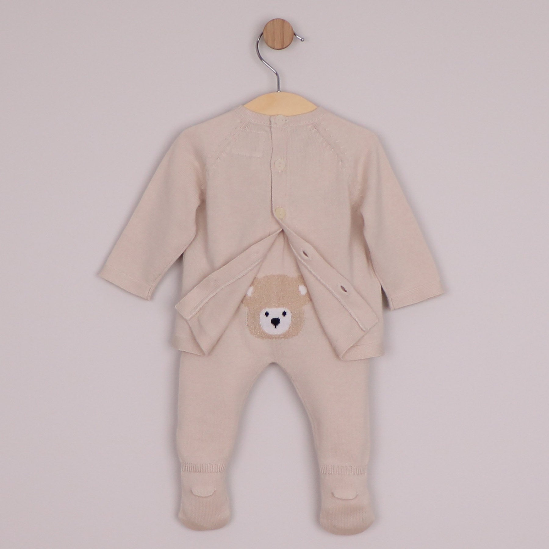 Emile et Rose Boys Marco Knit 2 Piece, Teddy Motif Top, Leggings with Feet & Hat Stone 6520ST – additional c