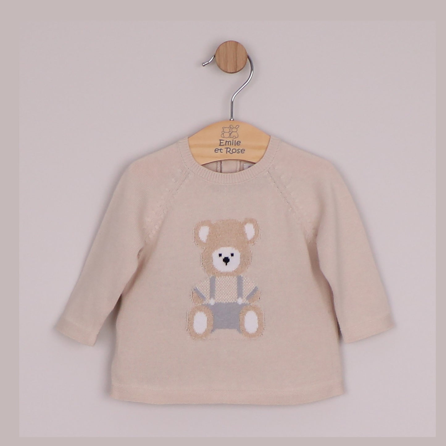 Emile et Rose Boys Marco Knit 2 Piece, Teddy Motif Top, Leggings with Feet & Hat Stone 6520ST – additional d