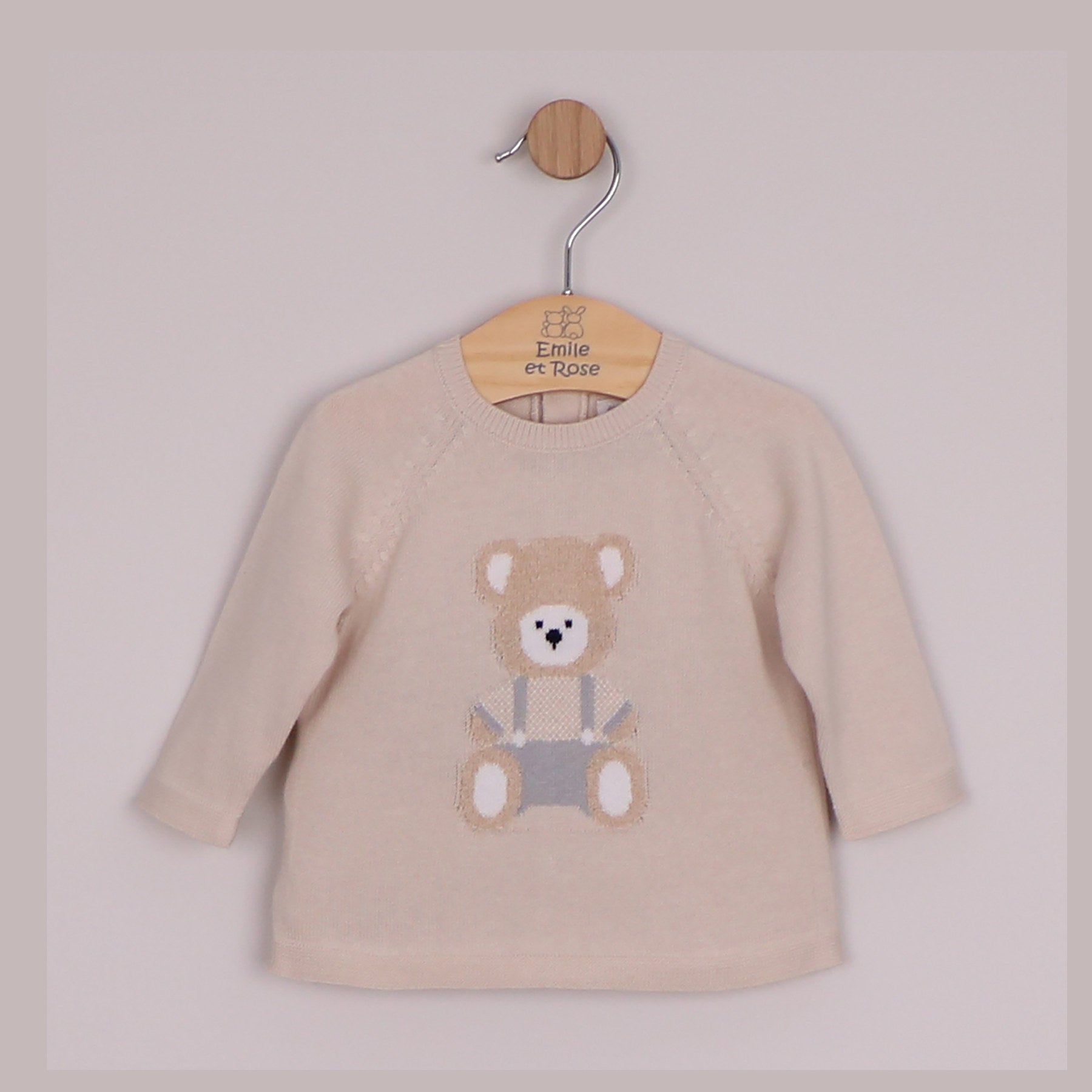 Emile et Rose Boys Marco Knit 2 Piece, Teddy Motif Top, Leggings with Feet & Hat Stone 6520ST – additional d