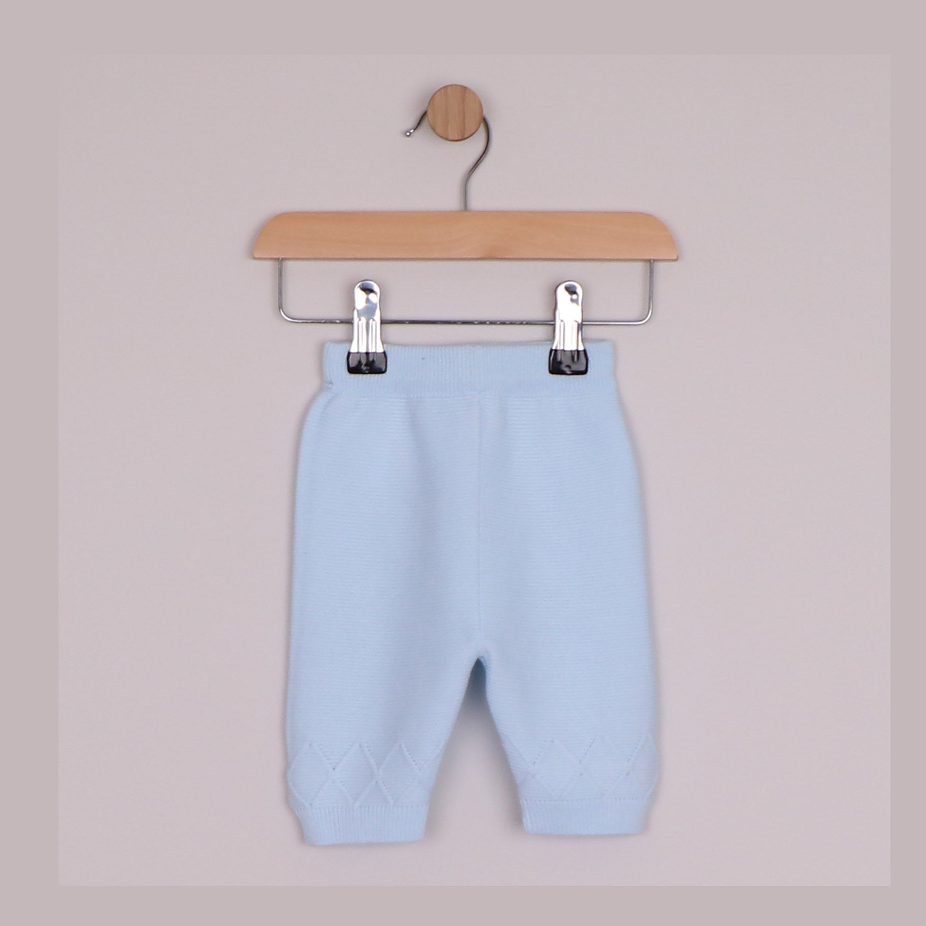 Emile et Rose Boys Malachi Knit 2 Piece Diamond Design At Chest, Sleeve & Leg, Hat Pale Blue 6521PB – additional d