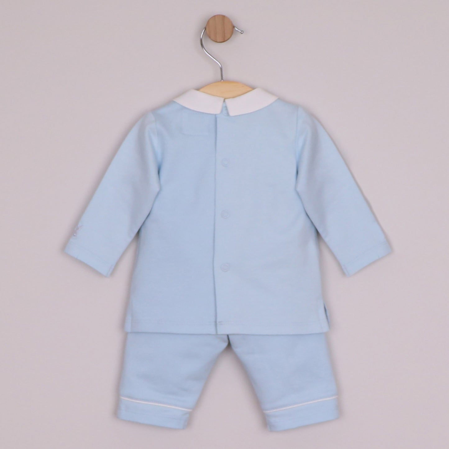 Emile et Rose Boys Mitchell 2 Piece, Pleated Inset Yoke Panel Top & Trousers Pale Blue 6522PB – additional b1