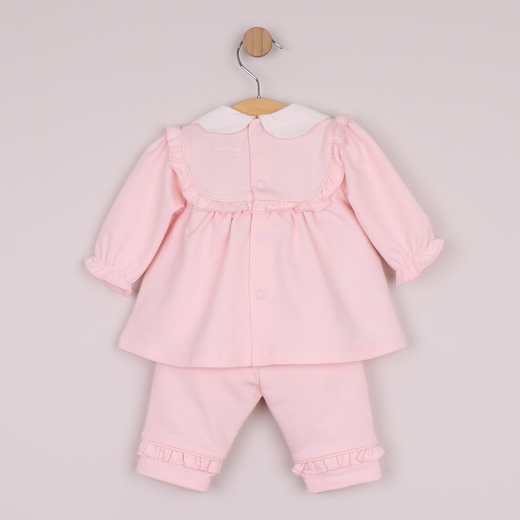 Emile et Rose Girls Macey 2 Piece with Embroidered Inset Panel To Top & Trousers Pale Pink 6524PP – back