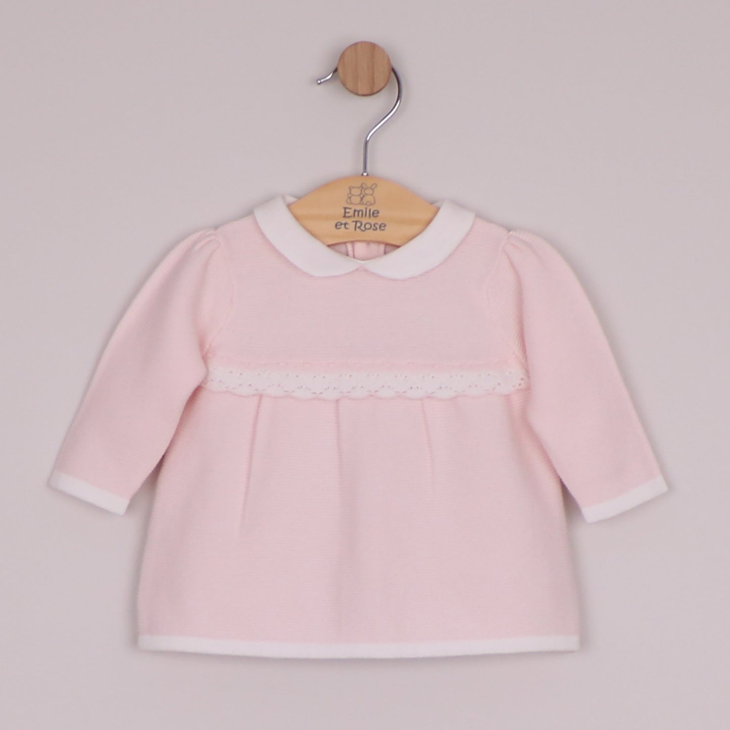 Emile et Rose Girls Melanie Knitted 2 Piece with Crocheted Lace Edge Top & Trouser Pale Pink 6525PP – additional c