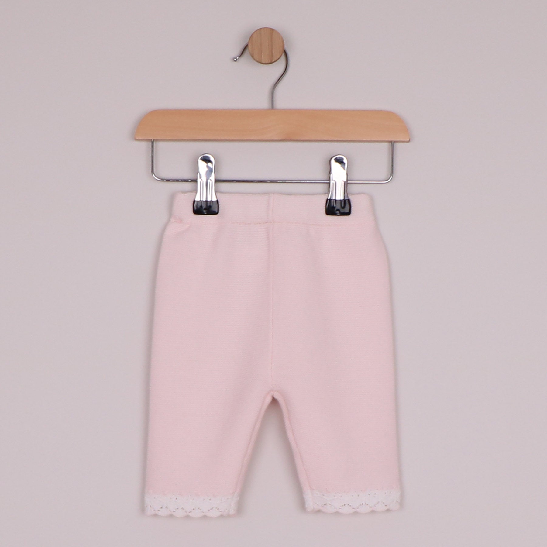Emile et Rose Girls Melanie Knitted 2 Piece with Crocheted Lace Edge Top & Trouser Pale Pink 6525PP – additional d