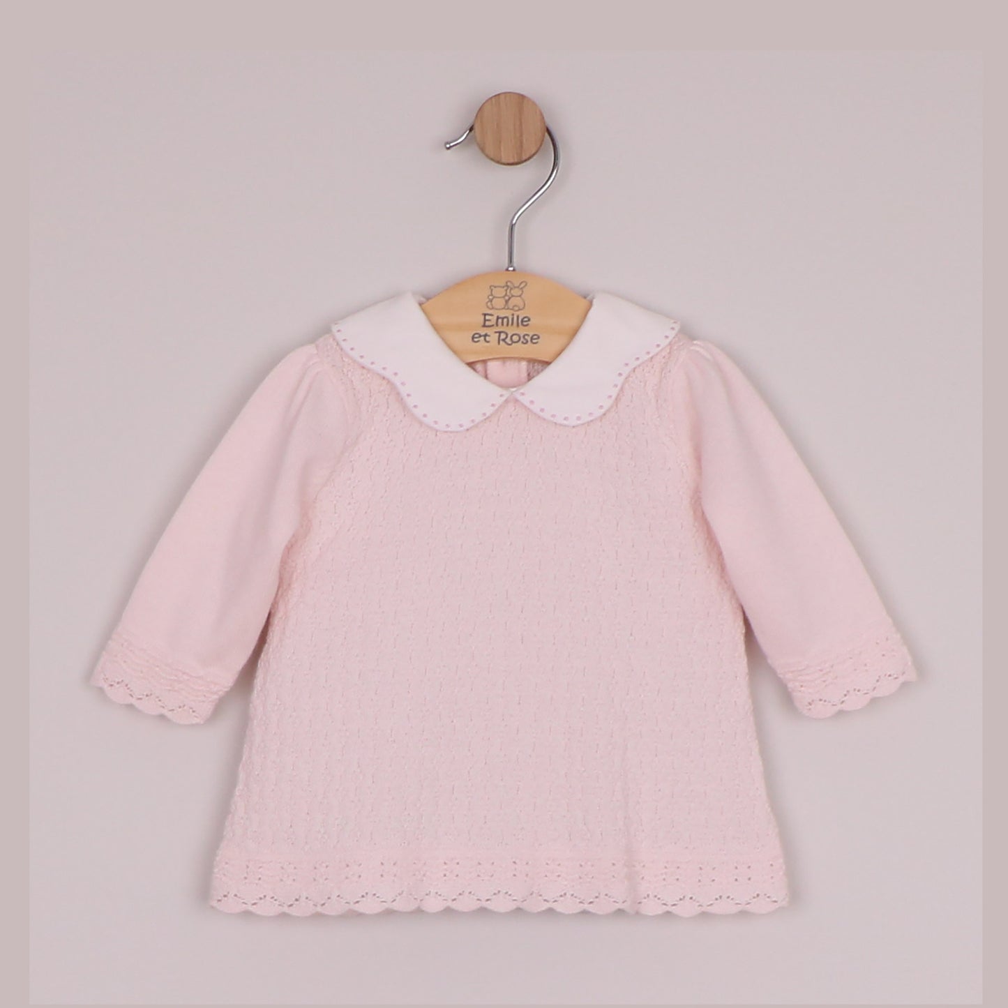 Emile et Rose Girls Minny Knit 2 Piece, Large Embroidered Collar & Leggings with Feet, Hat Pale Pink 6526PP – additional c