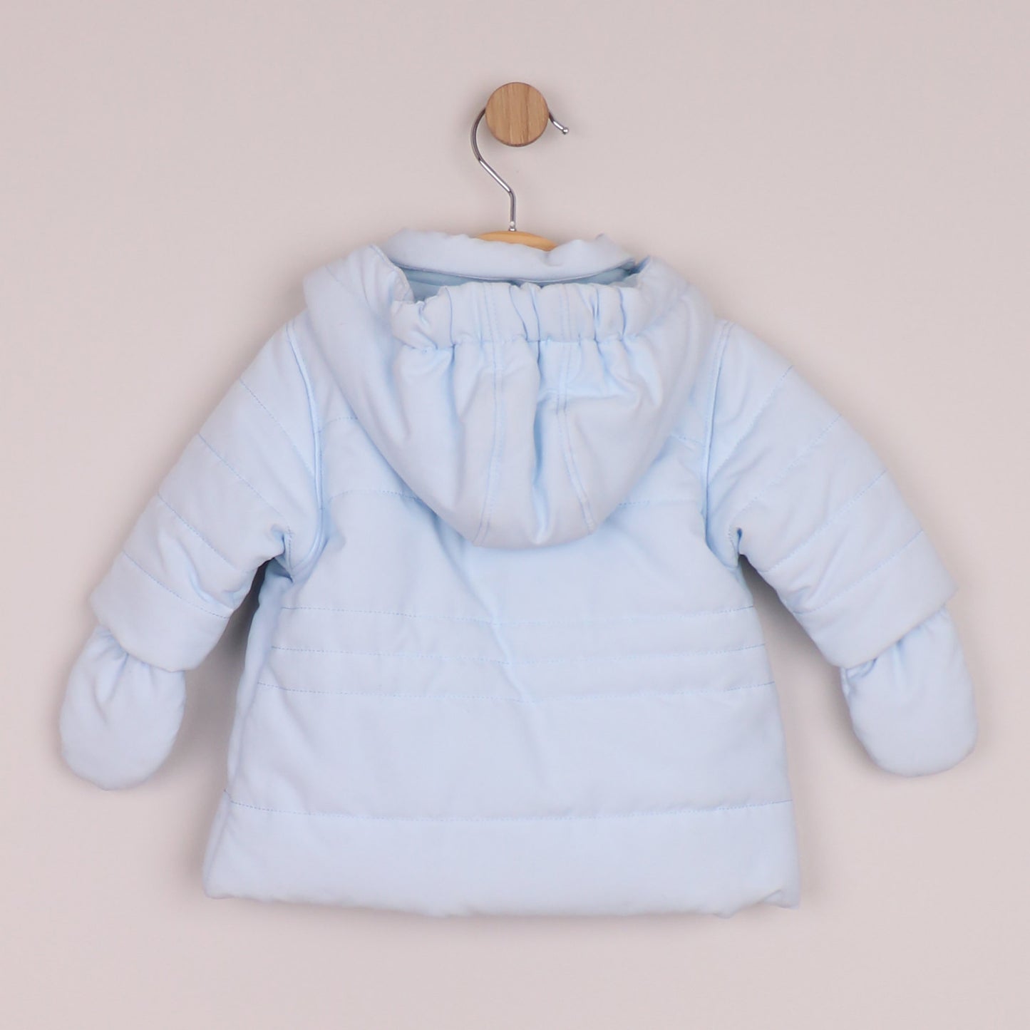 Emile et Rose Boys Neil Microfibre Jacket, Detachable Hood & Mitts Pale Blue 9286PB – back