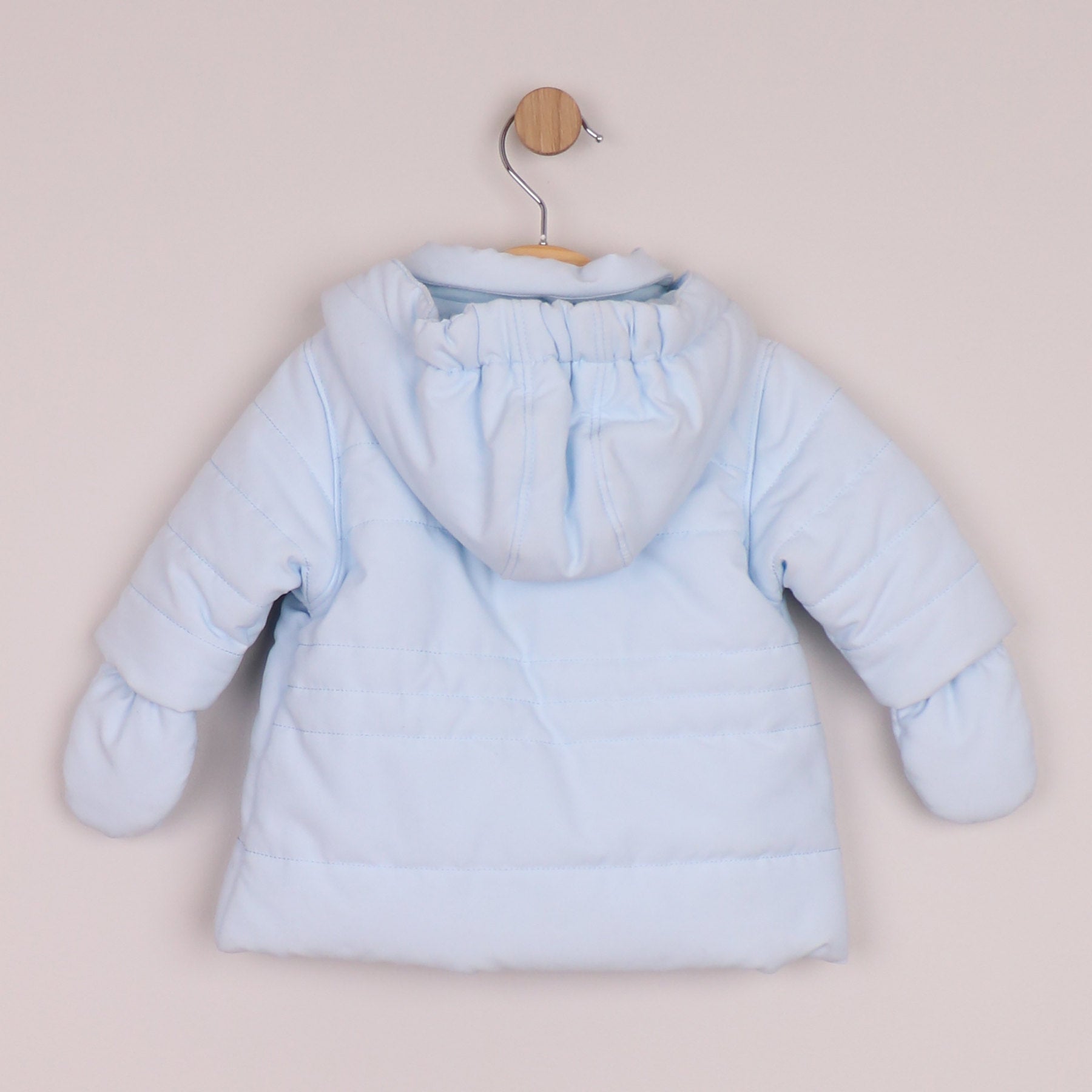 Emile et Rose Boys Neil Microfibre Jacket, Detachable Hood & Mitts Pale Blue 9286PB – back