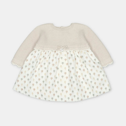 Martin Aranda Girls Aller Knit & Woven Dress Beige 047-30321