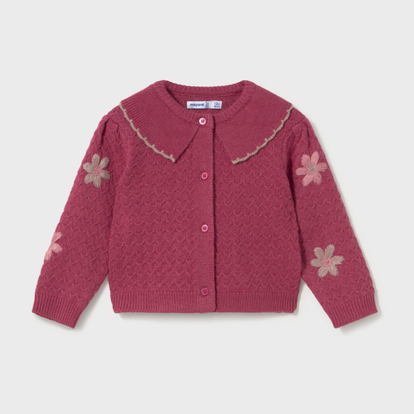 Mayoral Floral-Embroidered Cardigan Petal Mix 2306 – front