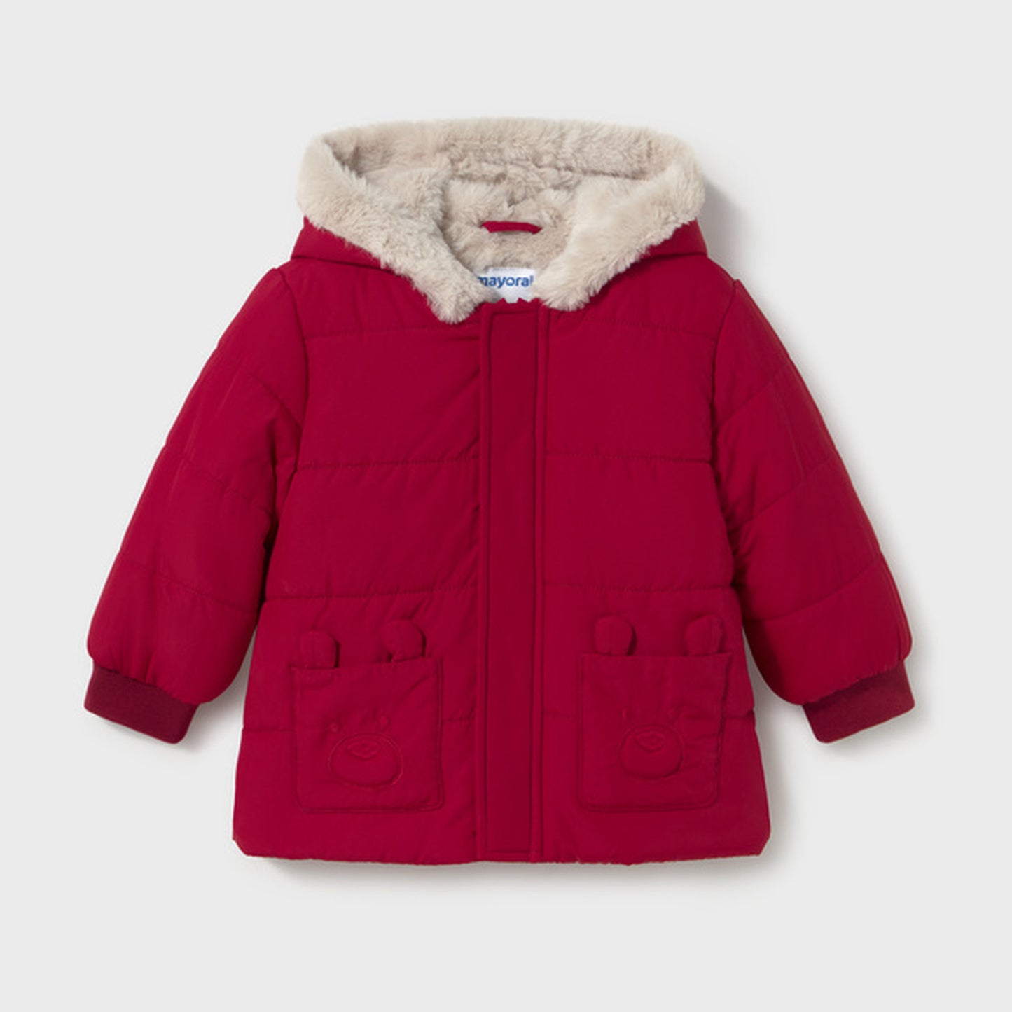 Mayoral Lined Faux Fur Jacket Red 2423 – front