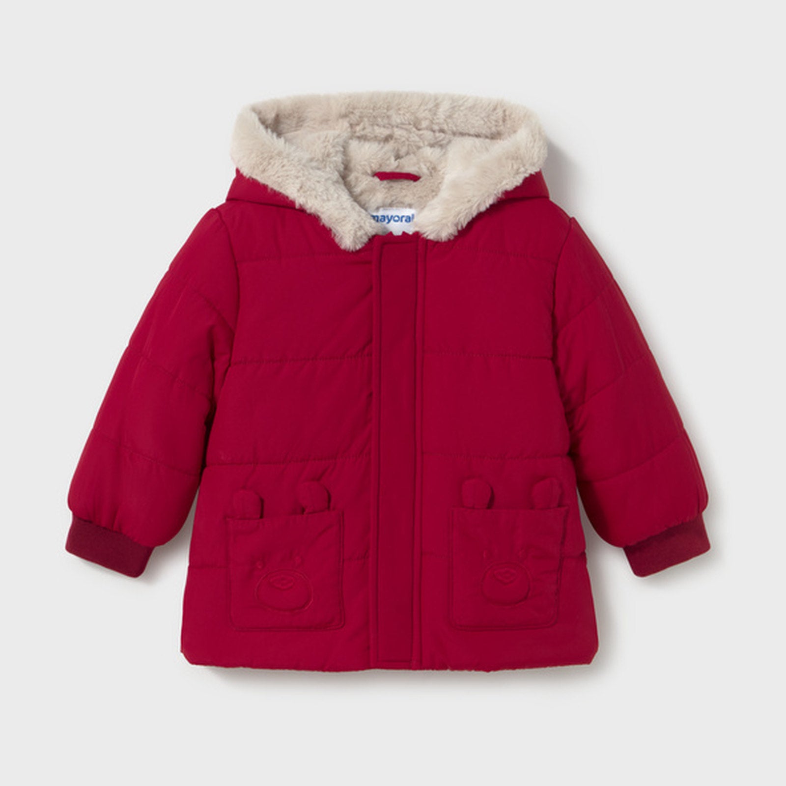 Mayoral Lined Faux Fur Jacket Red 2423 – front