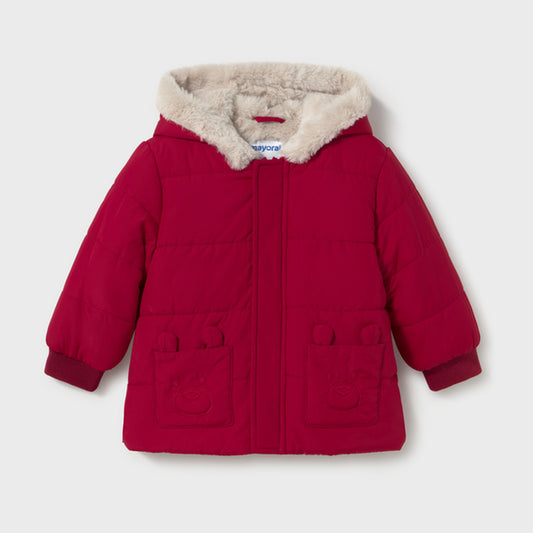 Mayoral Lined Faux Fur Jacket Red 2423 – front