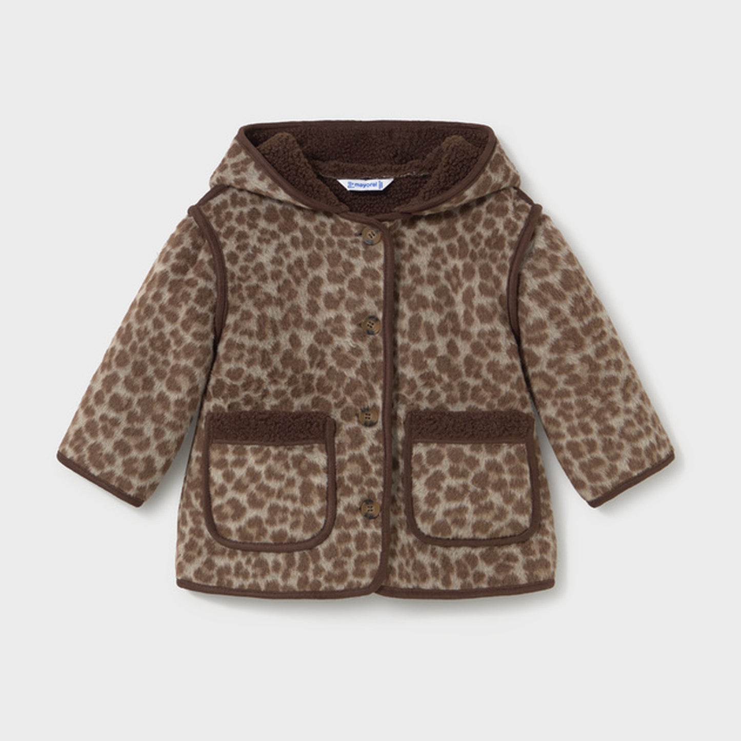 Mayoral Jacquard Coat Walnut 2434 – front