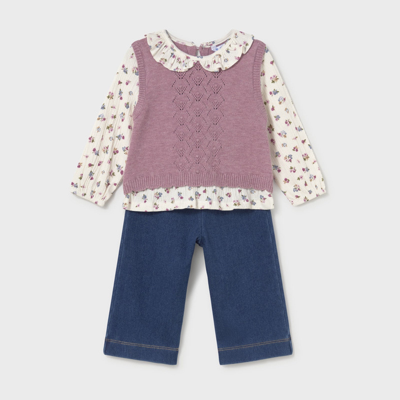 Mayoral Attached Vest Pants Set Violet Mix 2536 – front