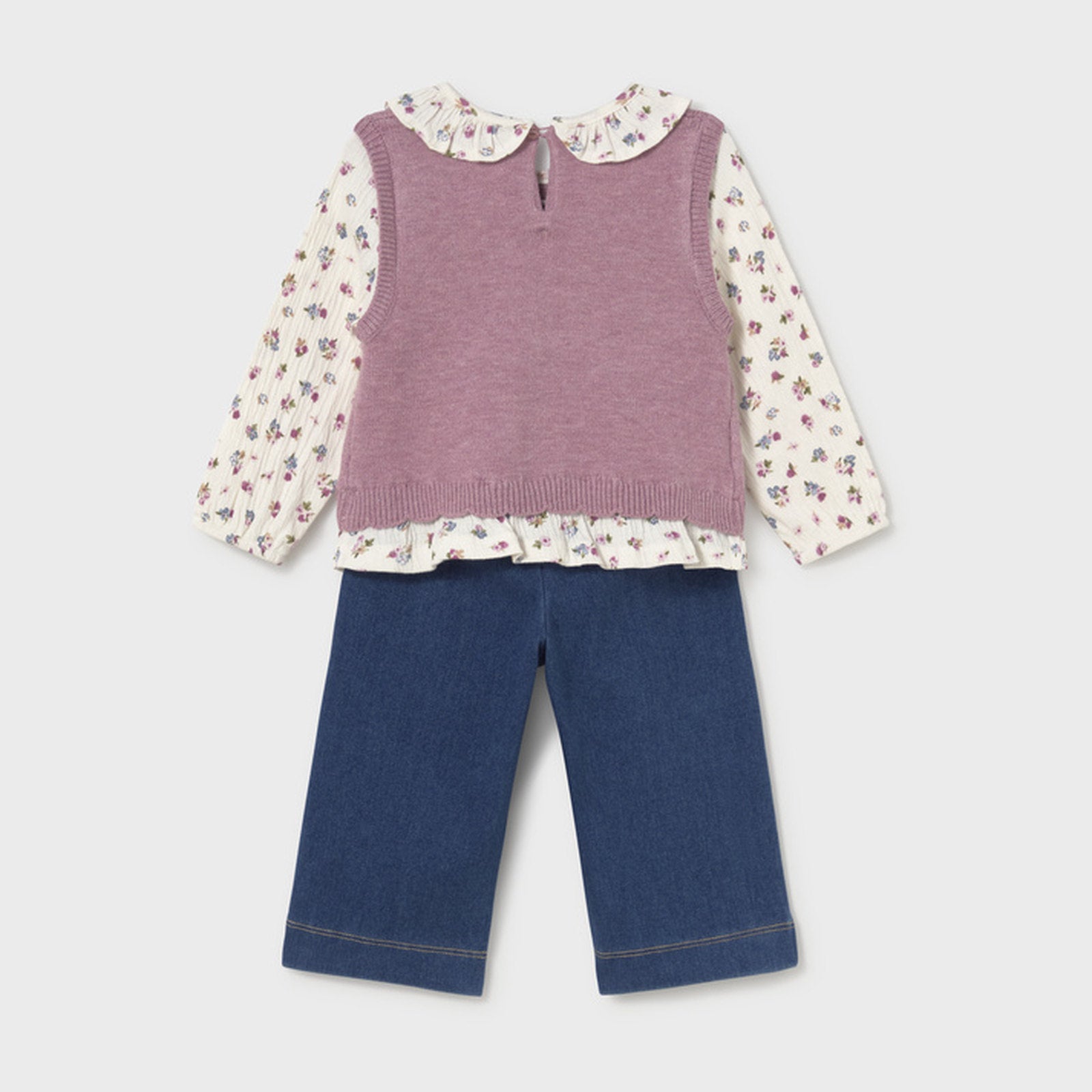 Mayoral Attached Vest Pants Set Violet Mix 2536 – back