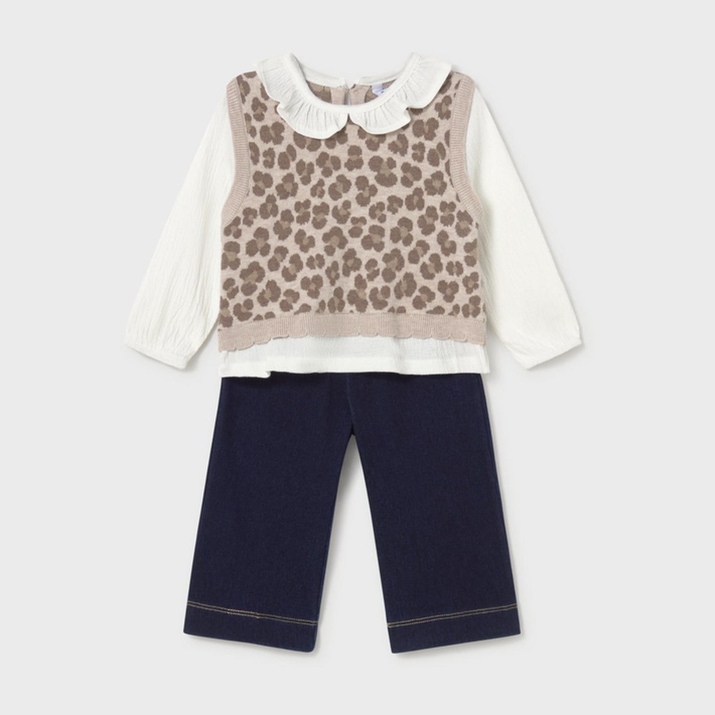 Mayoral Attached Vest Pants Set Walnut 2536 – front