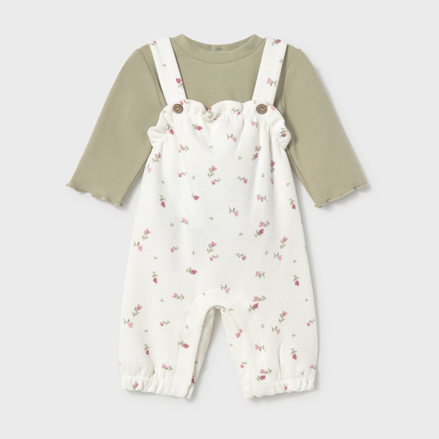 Mayoral Printed Dungarees Set Bayleaf 2604 – front