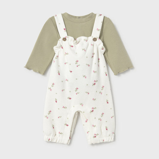 Mayoral Printed Dungarees Set Bayleaf 2604 – front
