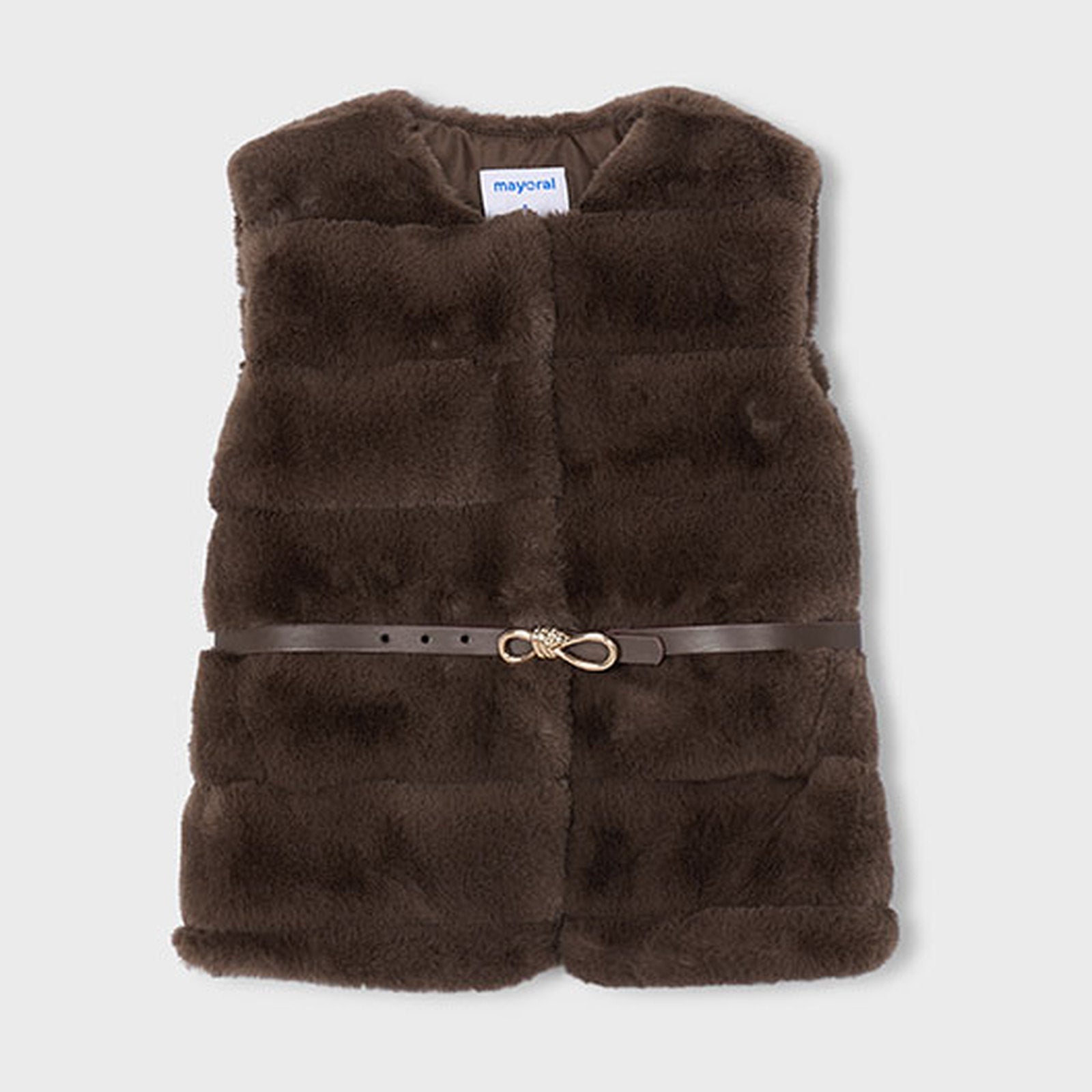 Mayoral Fur Vest With Belt Coffee 4328 – front