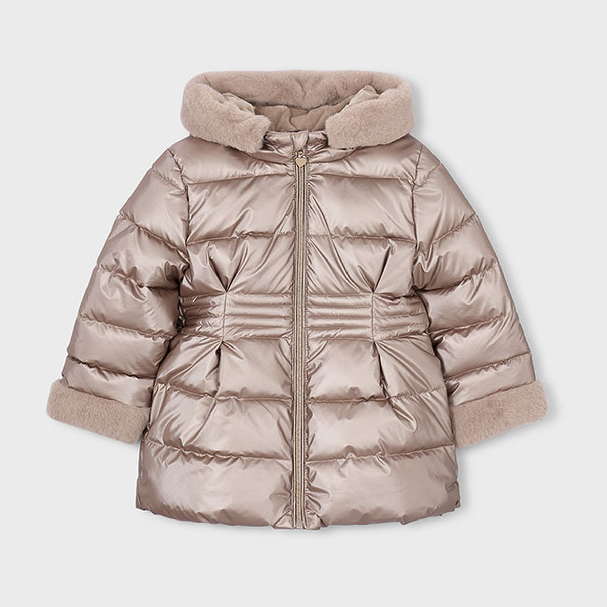 Mayoral Metallic Fauxfur Puffer Jacket Col. Mole 4422 – front