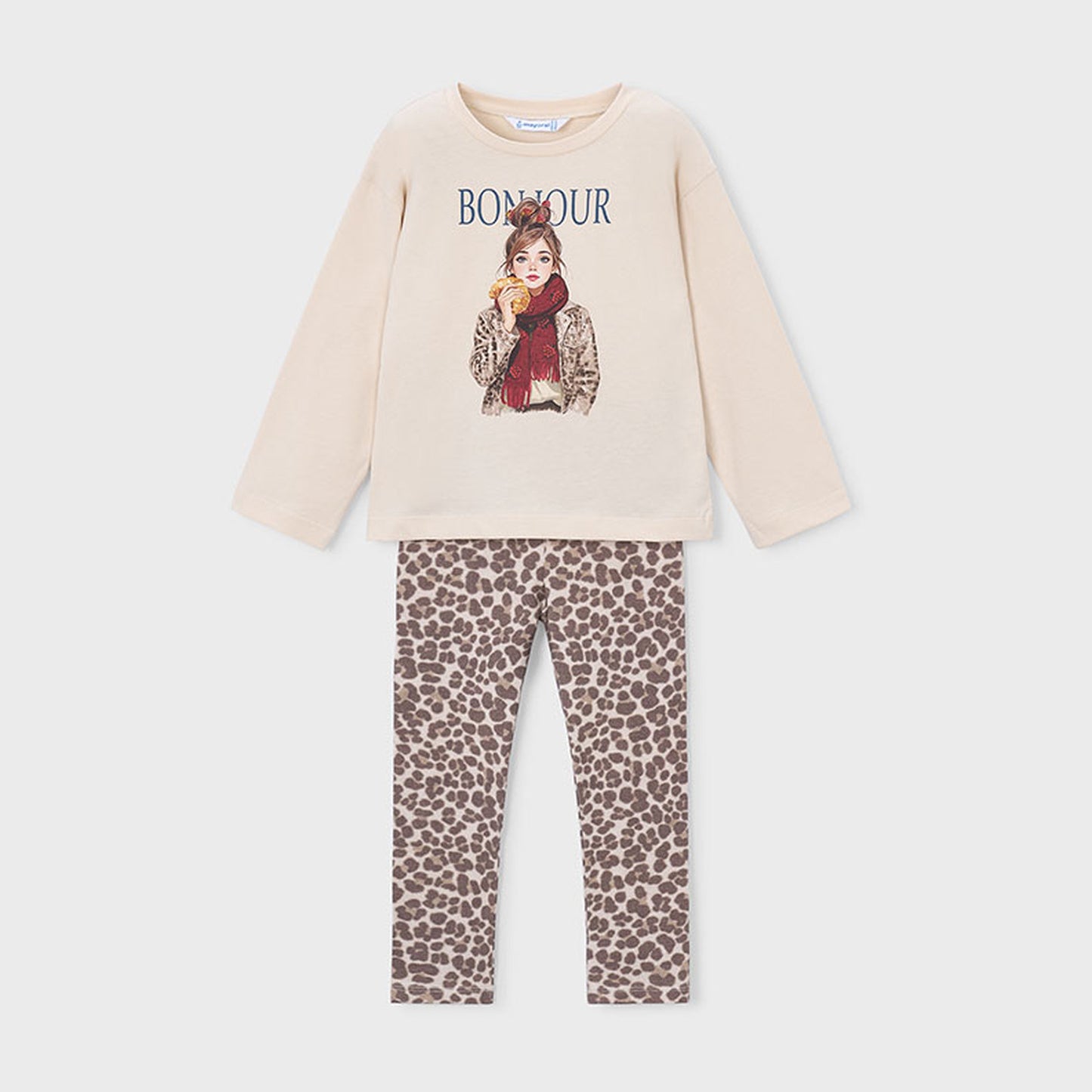 Mayoral Printed Knit Leggings Set Chestnut 4734 – front