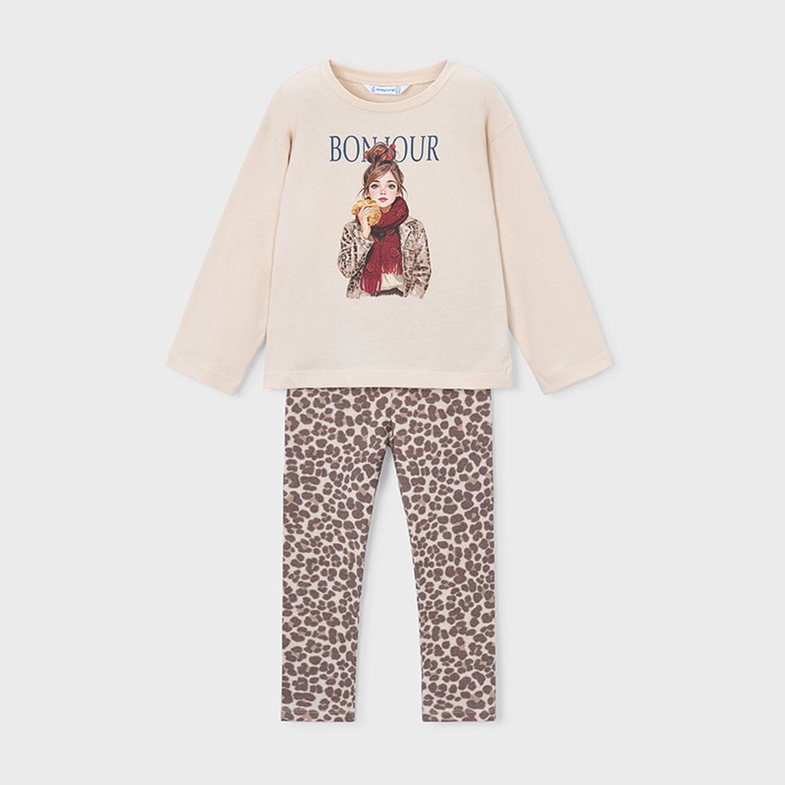 Mayoral Printed Knit Leggings Set Chestnut 4734 – front
