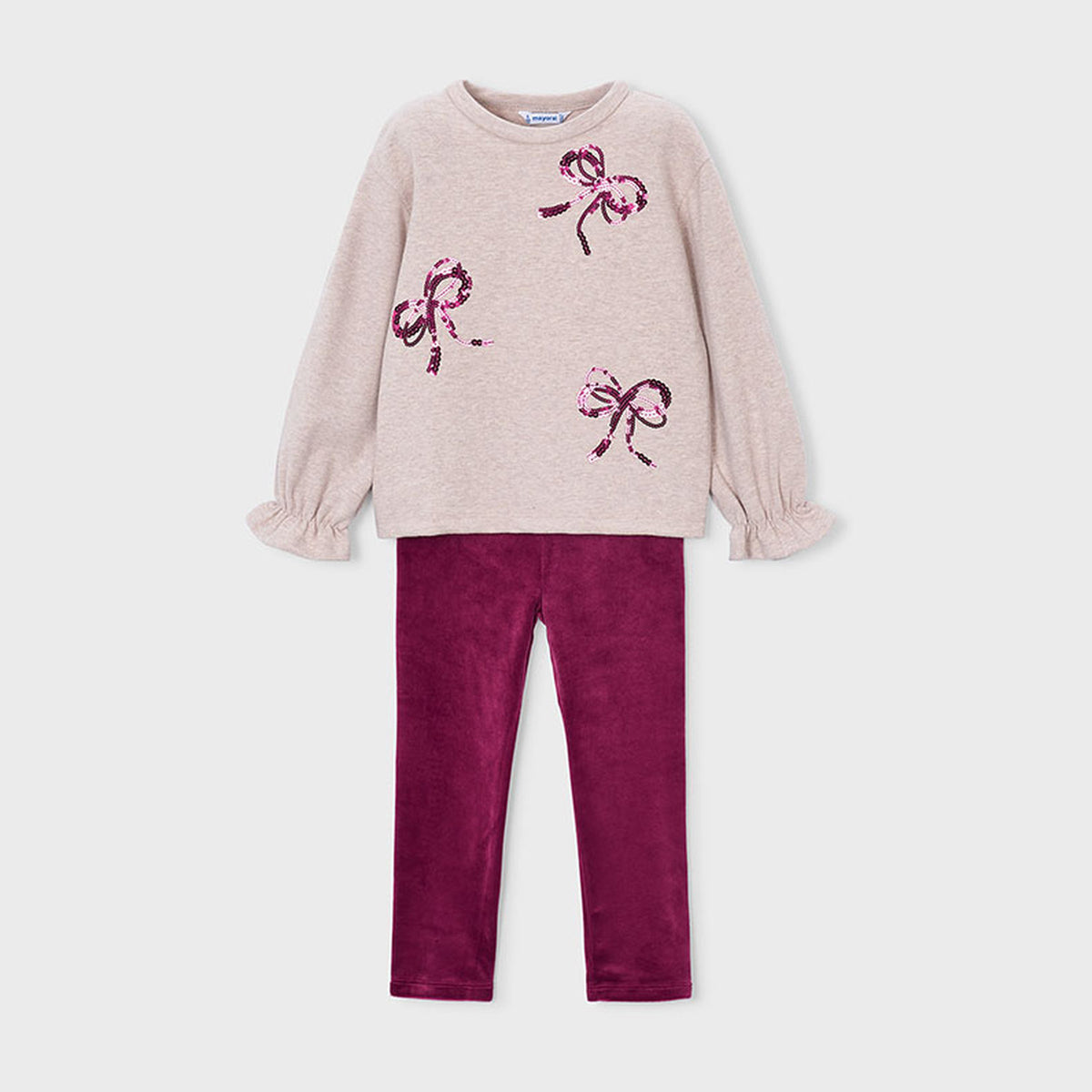 Mayoral "Bows" Leggings Set Raspberry 4739 – front