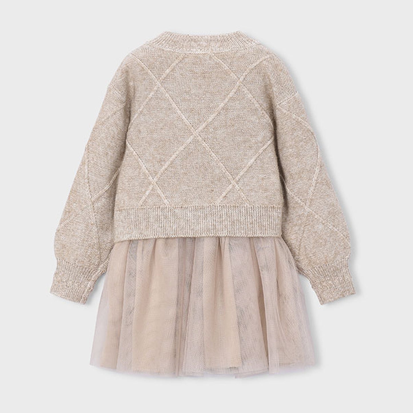 Mayoral Knit Dress With Bows Beige Vigo 4927 – back