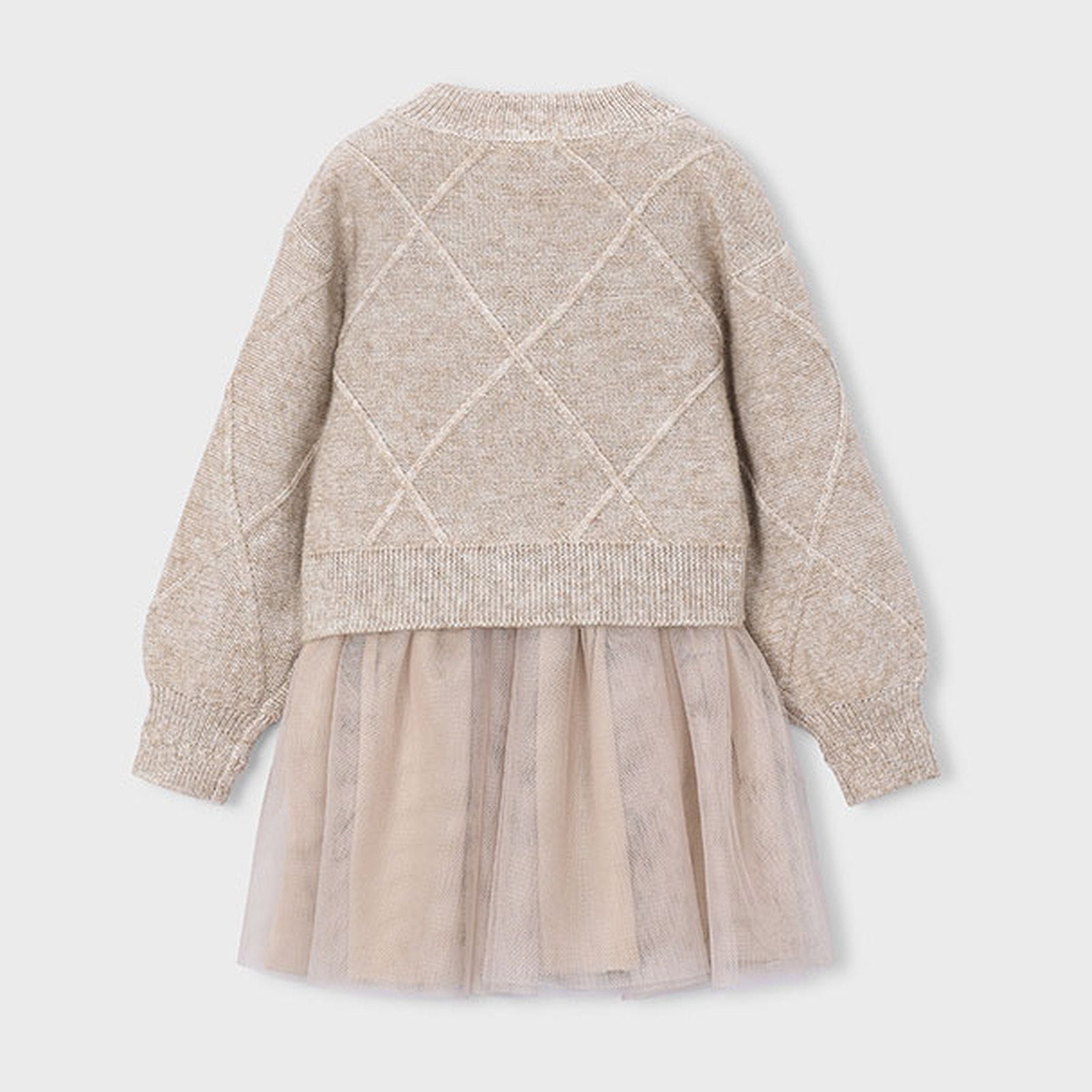 Mayoral Knit Dress With Bows Beige Vigo 4927 – back