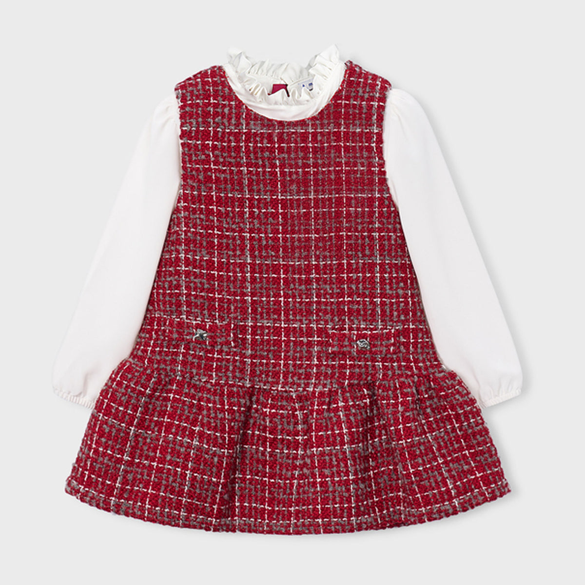 Mayoral Combined Pinafore Dress Red 4929 – front