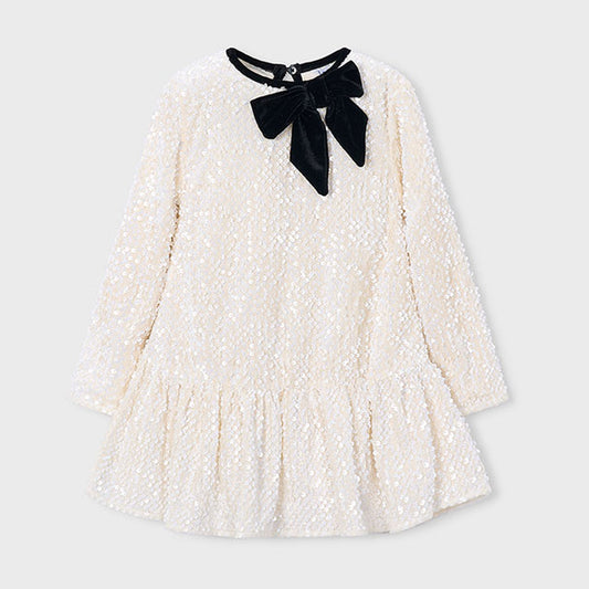 Mayoral Velvet Sequin Dress Soy 4931 – front