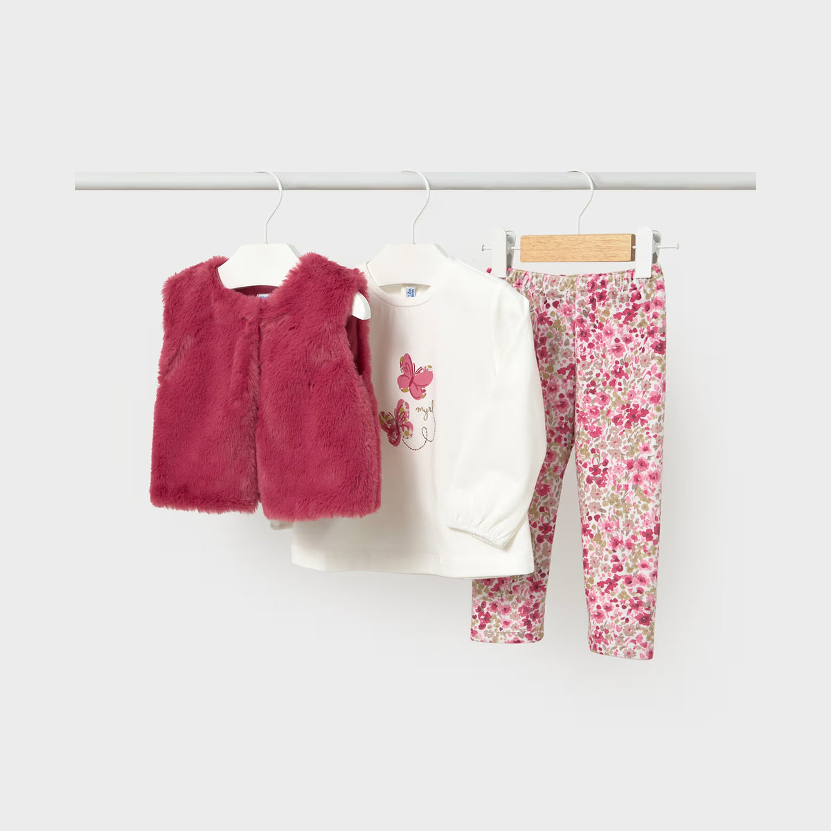 Mayoral Faux Fur Vest Leggings Set Petal 2784